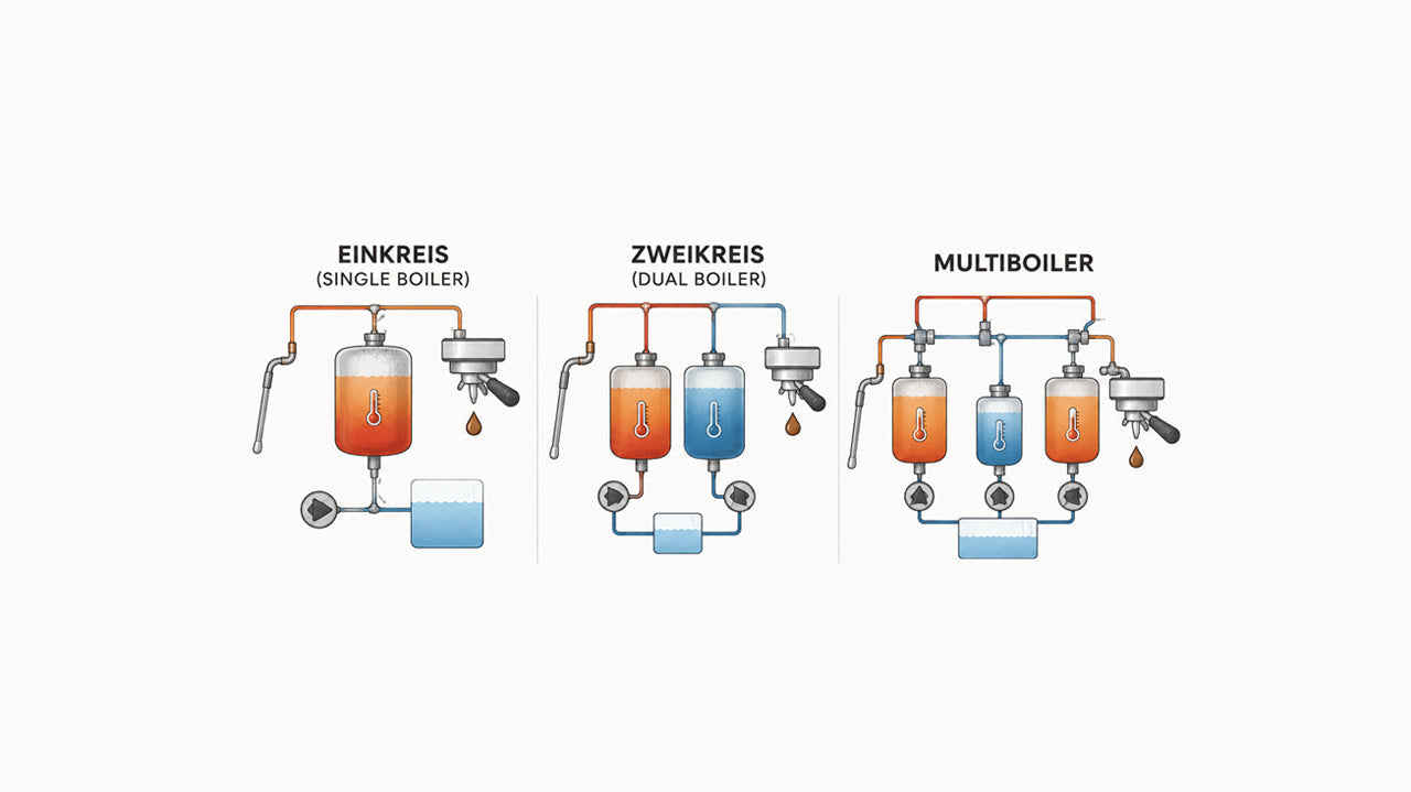 Einkreis, Zweikreis oder Multiboiler? Heizsysteme für Siebträgermaschinen erklärt.