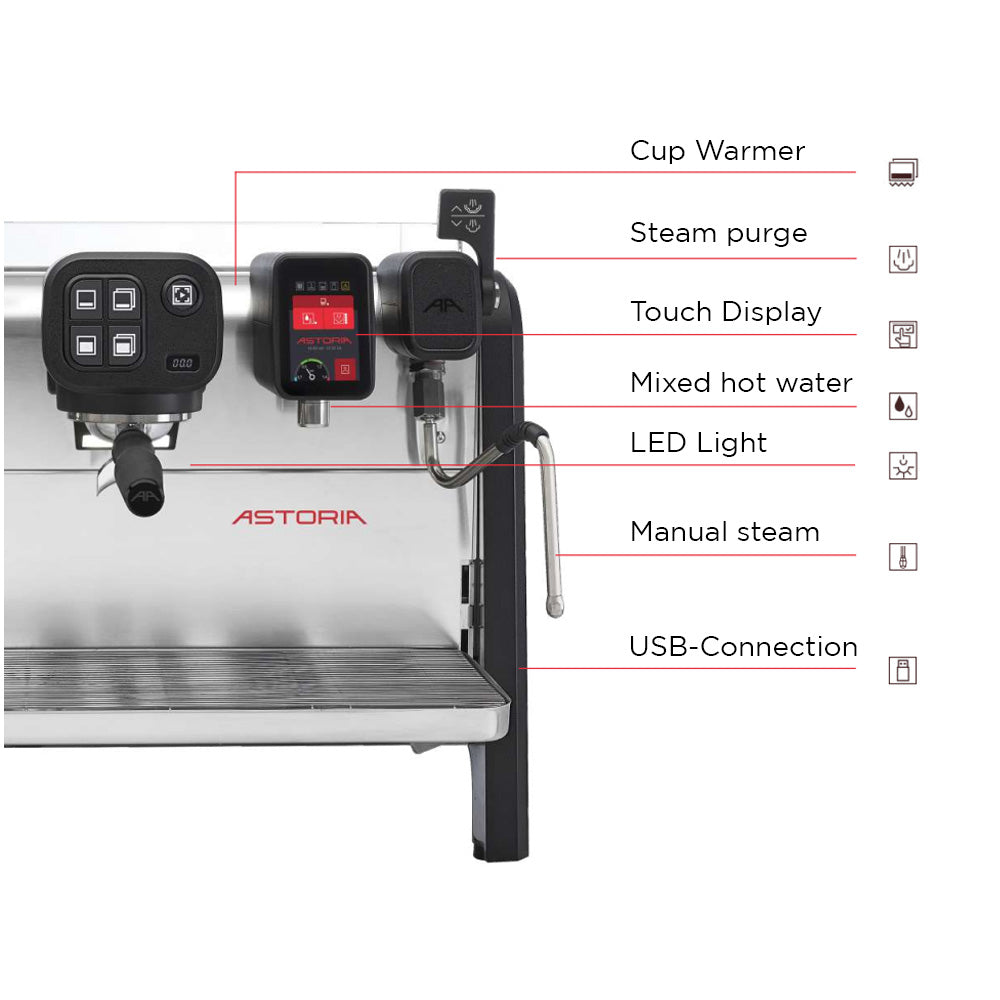Astoria AB200 Profi Kaffee Siebträgermaschine Characteristics
