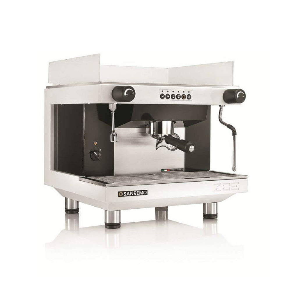 Sanremo Zoe SAP 2-Gruppen Siebtraeger Kaffeemaschine Vorderansicht