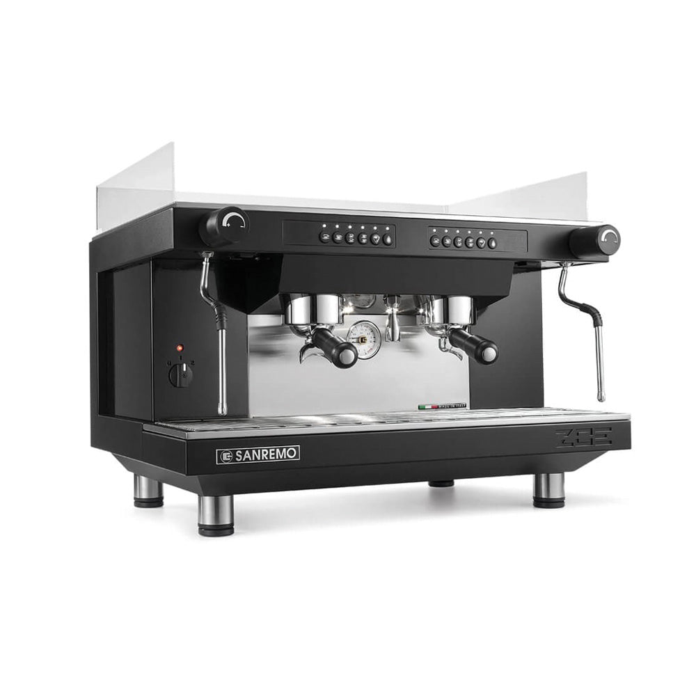 Sanremo Zoe SAP 2-Gruppen Siebtraeger Kaffeemaschine Vorderansicht