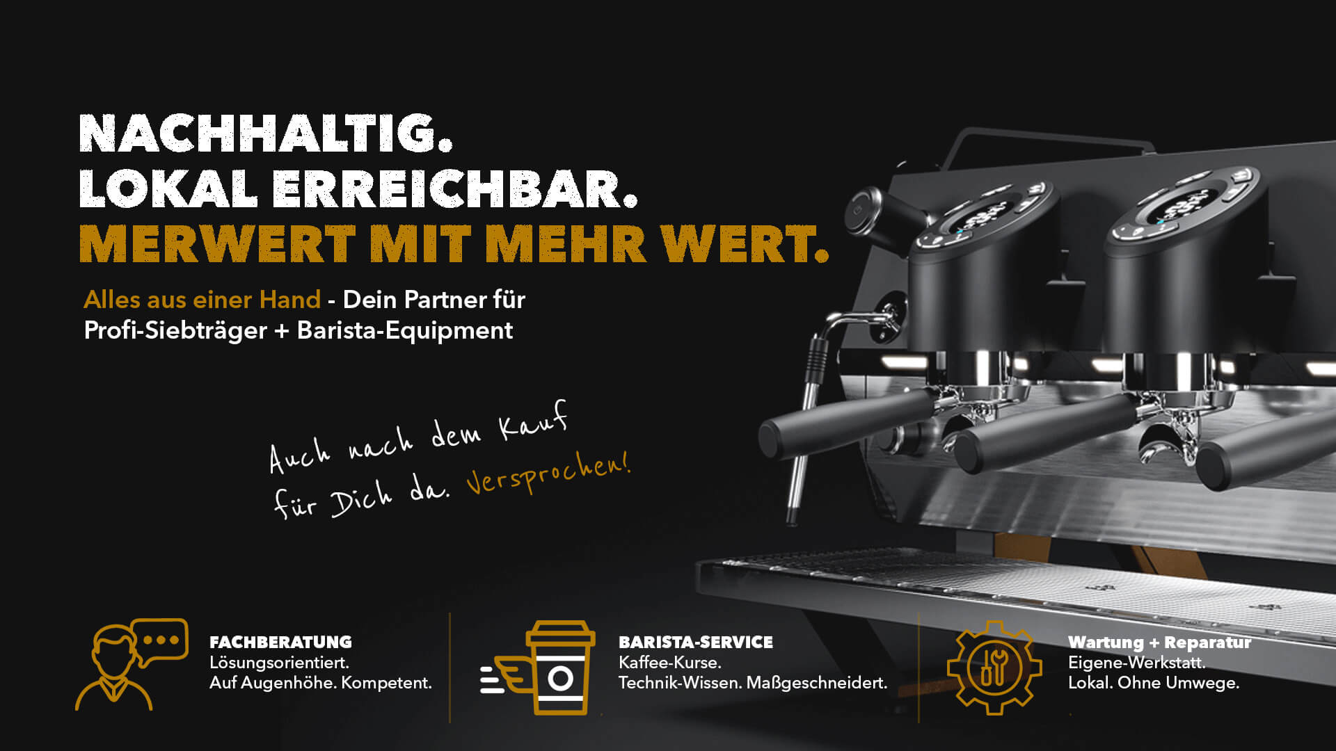 Alles aus einer Hand - Profi-Siebträger + Barista-Equipment